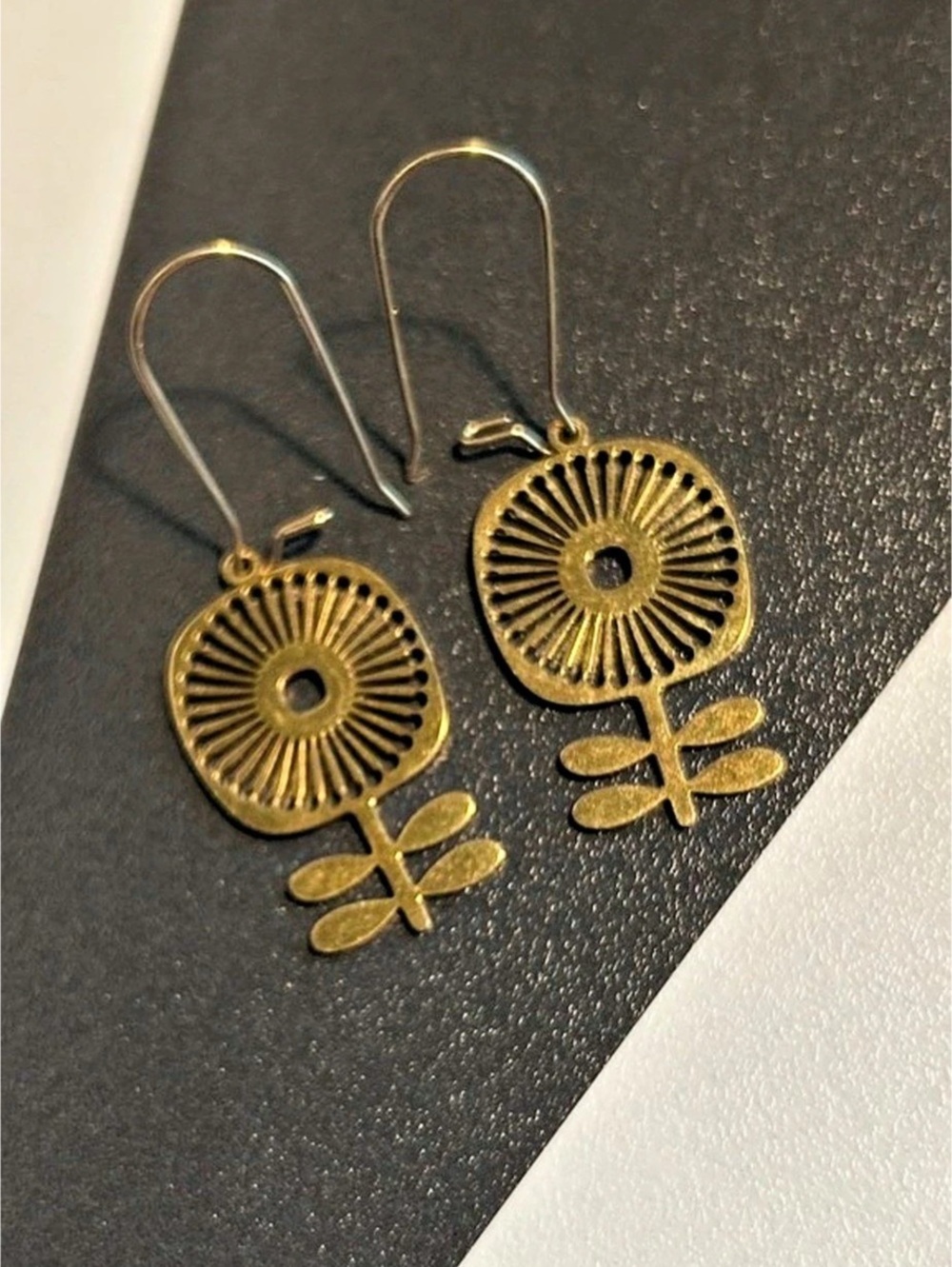 Gold Sunburst Drop Earrings